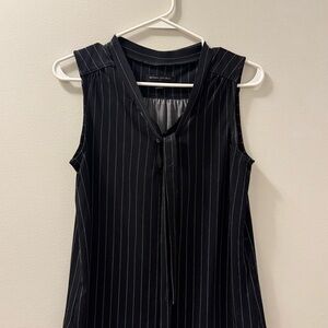 Banana Republic Black Pinstripe V-Neck Sleeveless Top